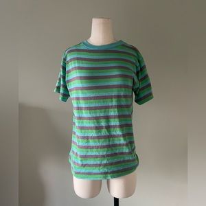 Vintage striped green purple tee shirt M